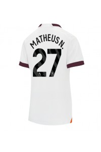 Manchester City Matheus Nunes #27 Jalkapallovaatteet Naisten Vieraspaita 2023-24 Lyhythihainen